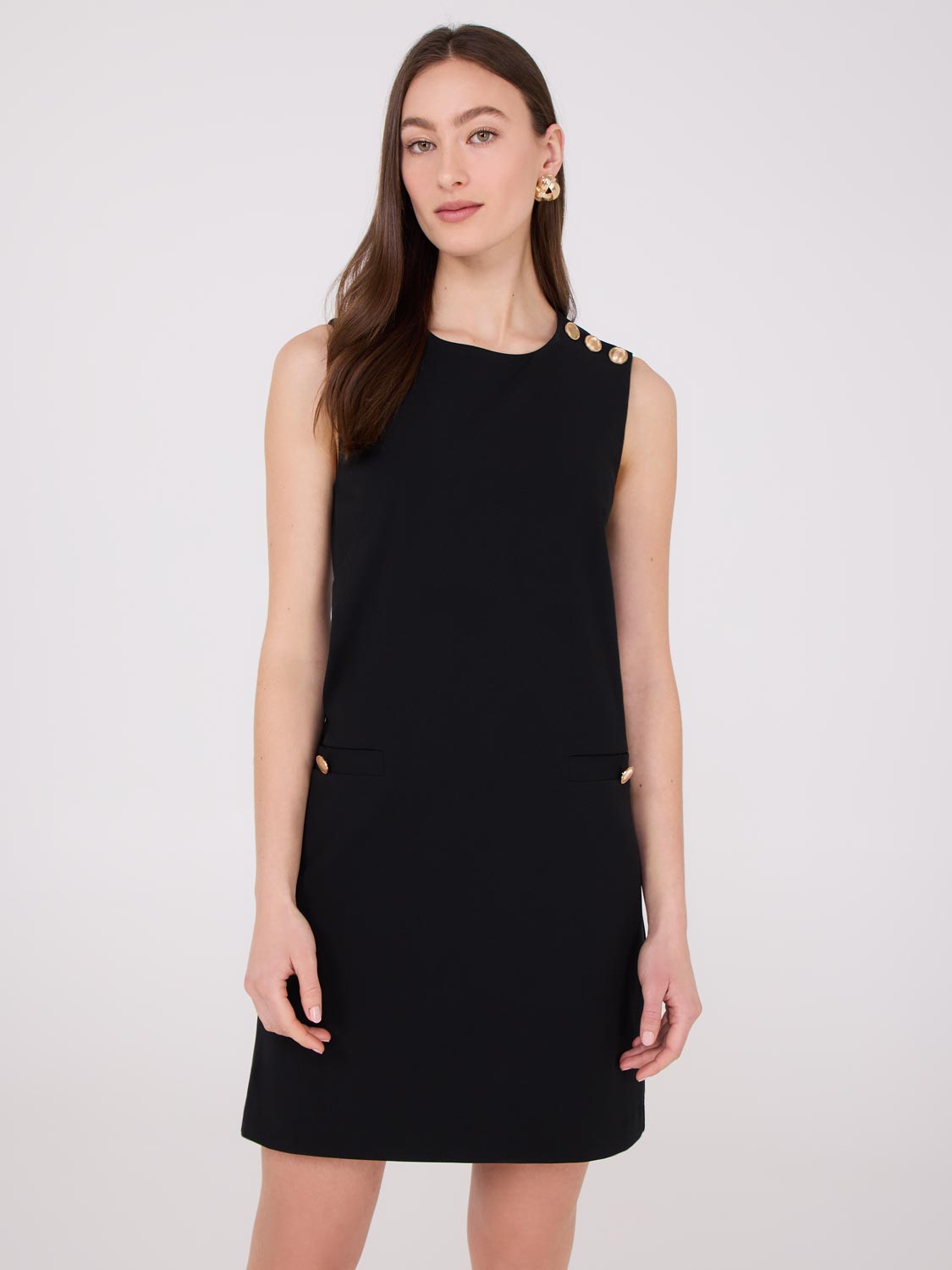 Robe fourreau sans manches avec détails boutonnés