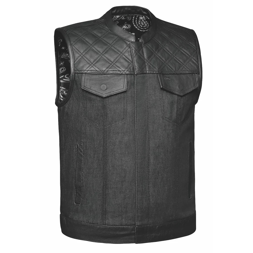 Open Road Men's Denim & Leather Club Vest