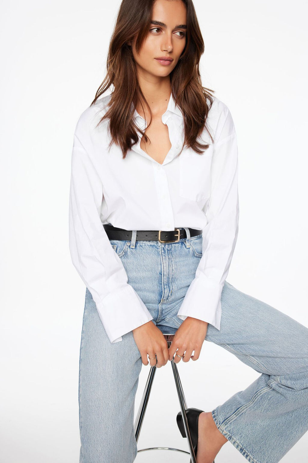 Skinny Round Square Buckle Belt