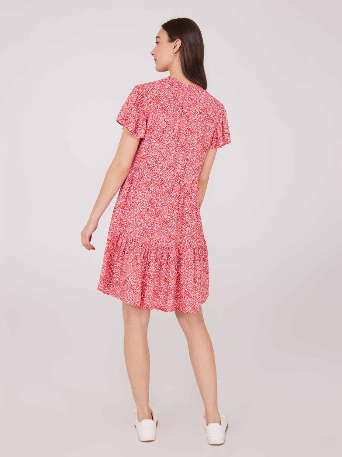 Mini-robe imprimée à manches flottantes