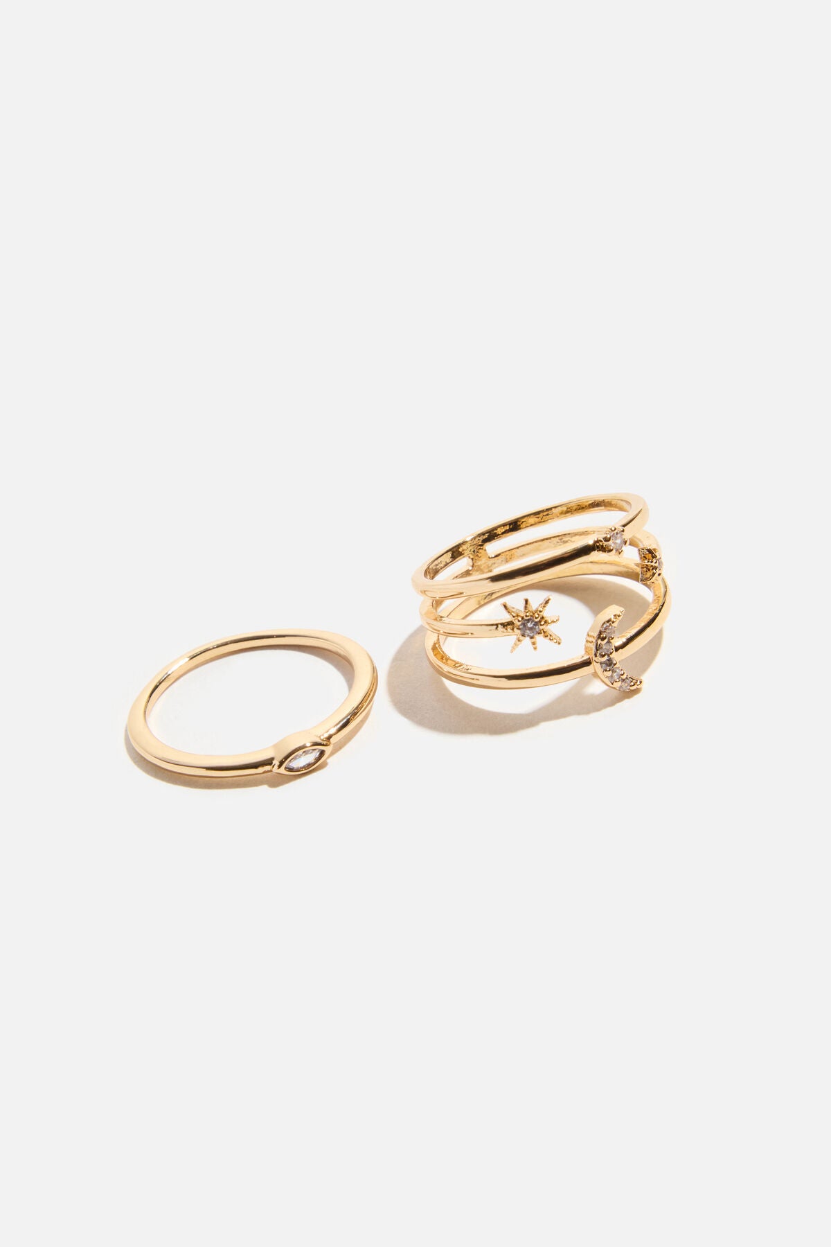 Lot de 2 bagues Lune et Étoiles