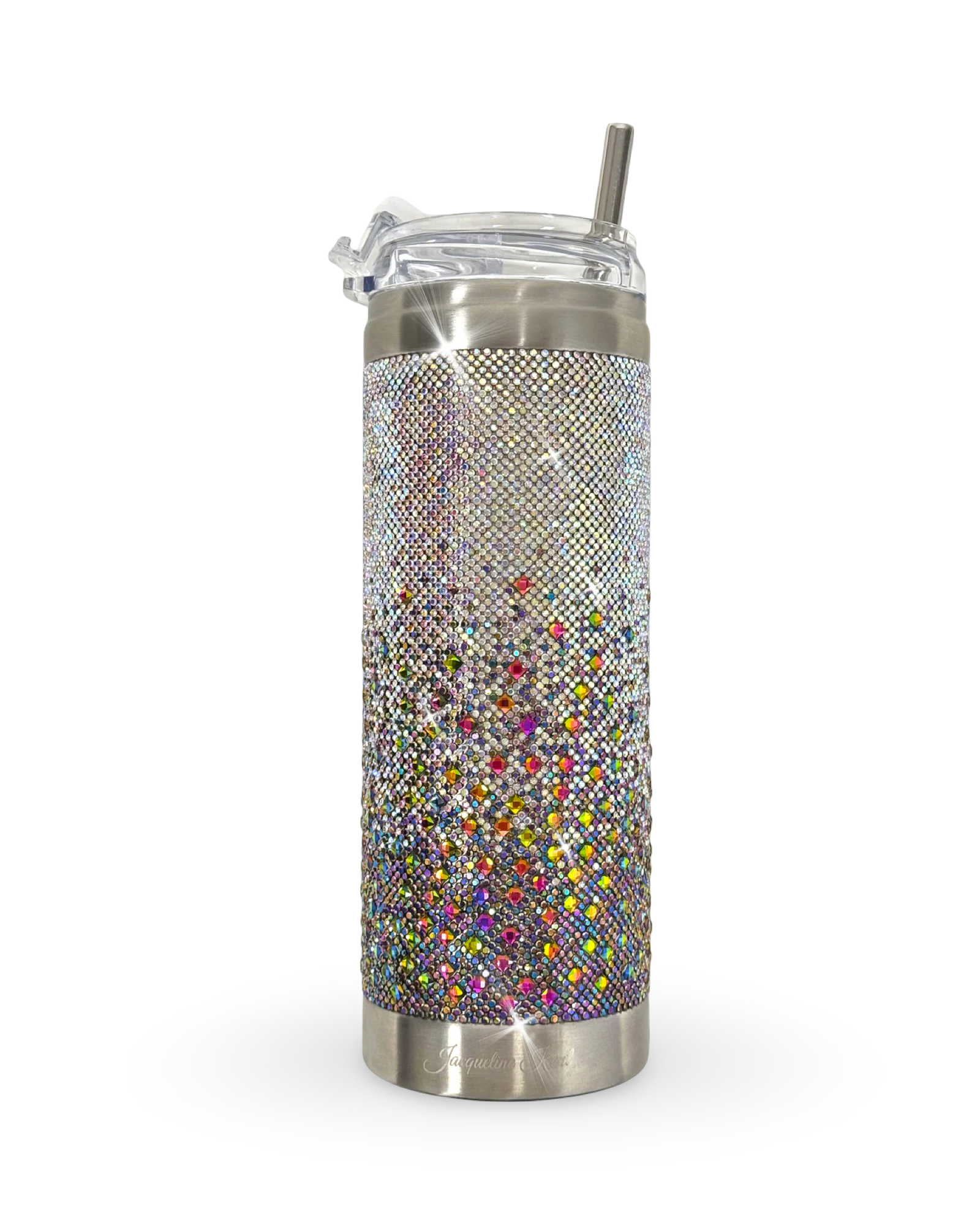 Gobelet en acier inoxydable 590 ml orné de cristaux – Multicolore foncé