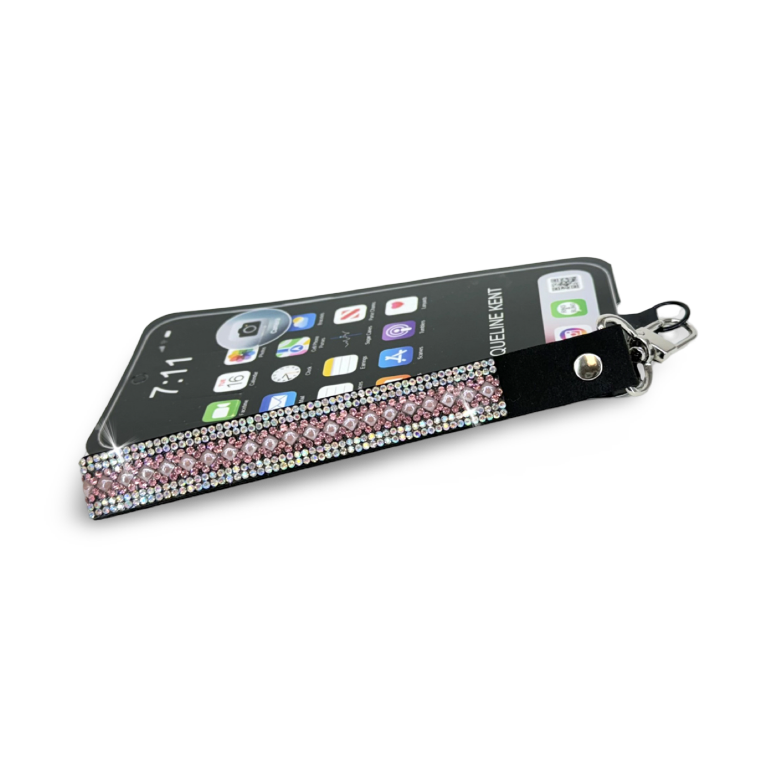 Cordon de poignet orné de cristaux – Rose ombré