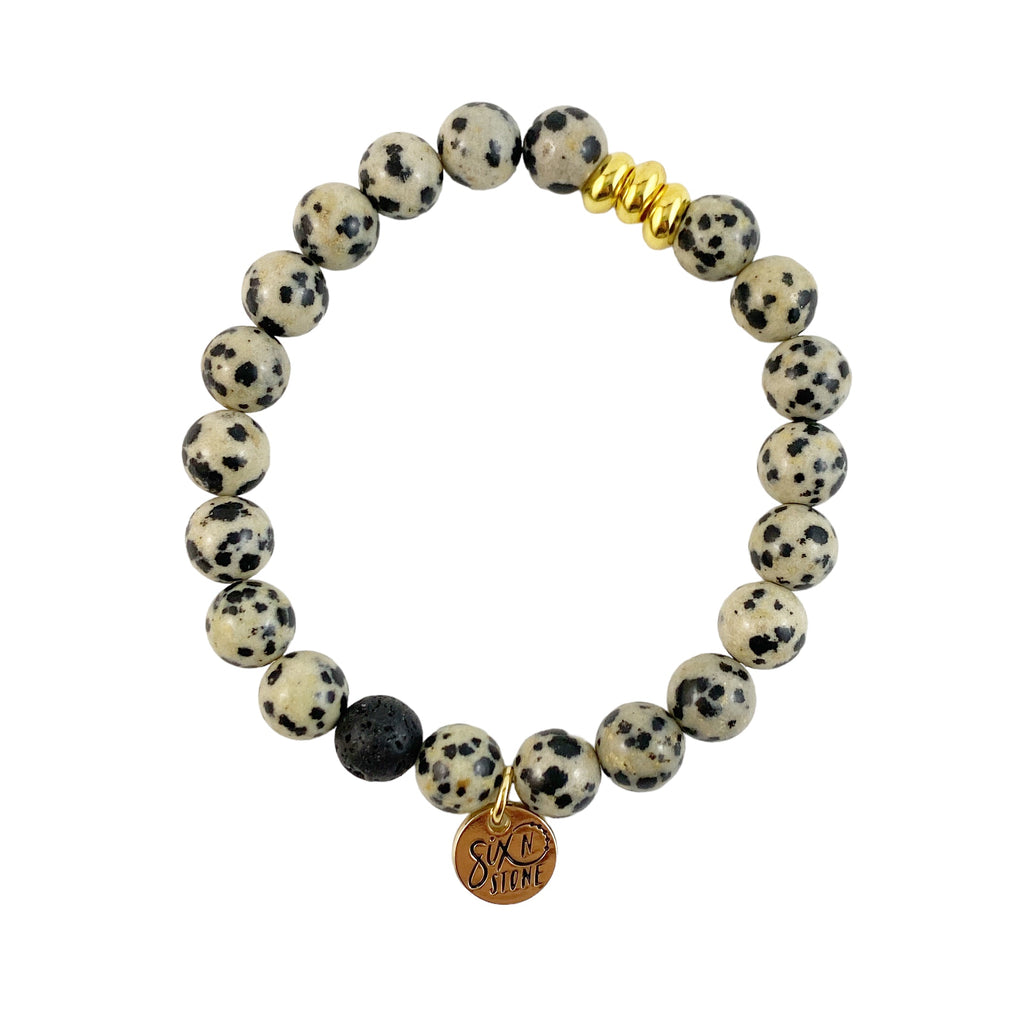 Dalmatian Jasper with Gold Accents Bracelet