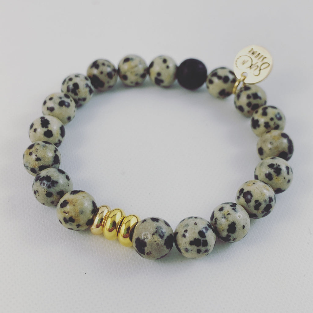 Dalmatian Jasper with Gold Accents Bracelet