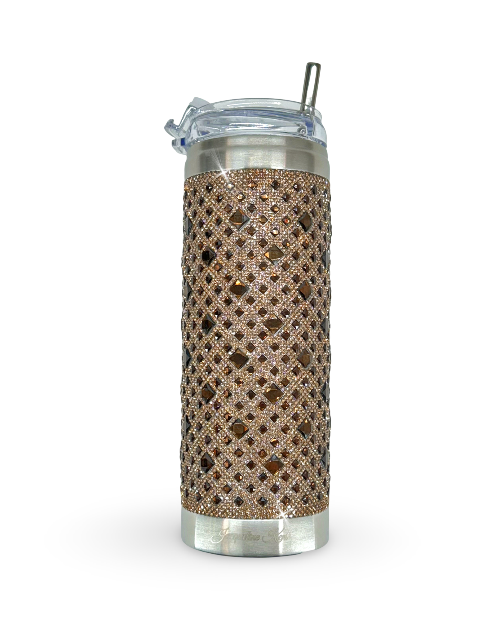 Gobelet en acier inoxydable orné de cristaux de 590 ml – Brun chocolat