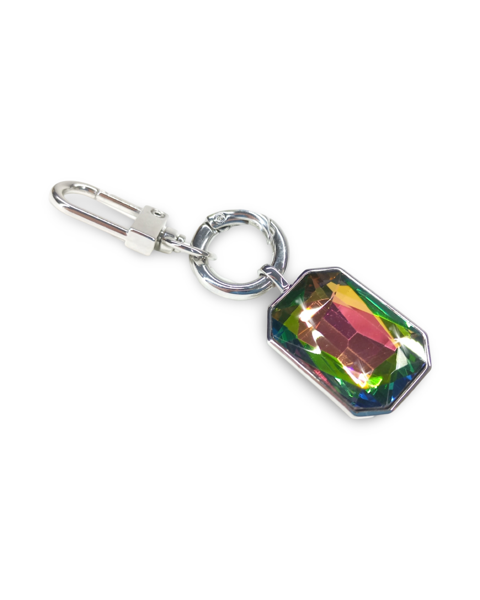 Crystal Tumbler Charm – Large Stone with Silver Hardware - Tequila Sunrise
