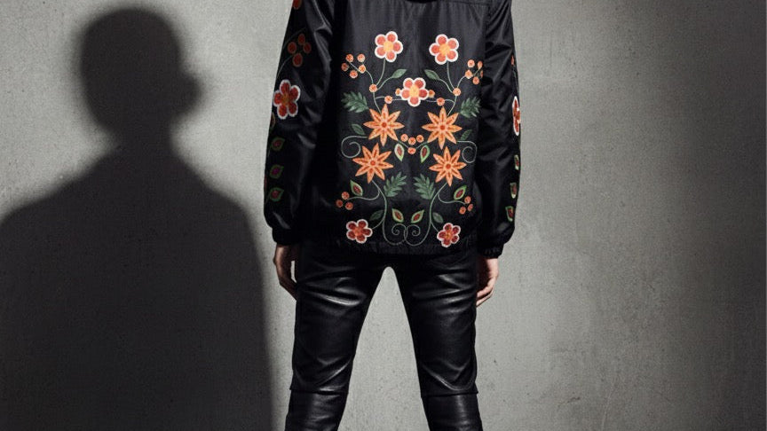 OLDTRIBES™ Black Spring Blossom Windbreaker