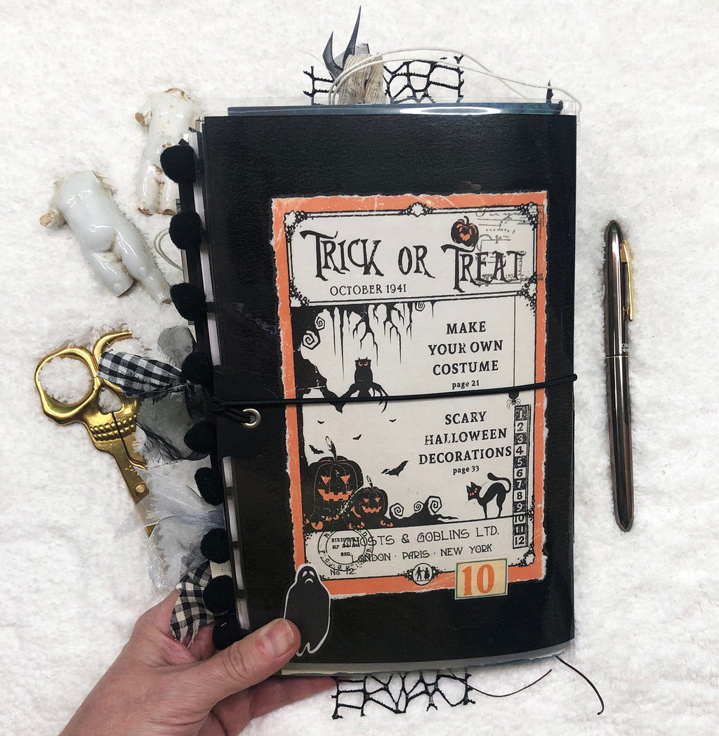 Spooky Retro Witch Orange & Black Halloween Journal
