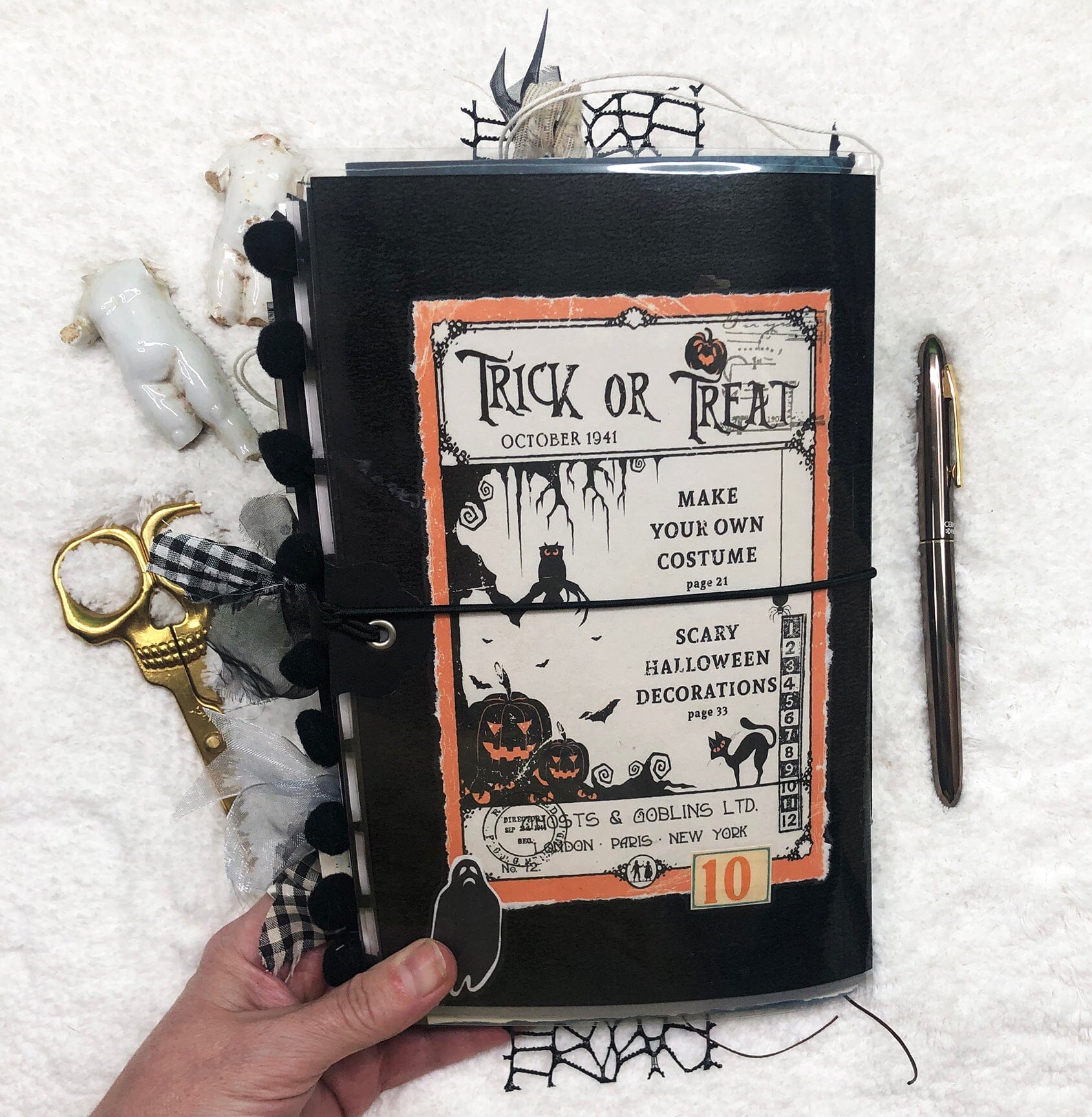 Spooky Retro Witch Orange & Black Halloween Journal