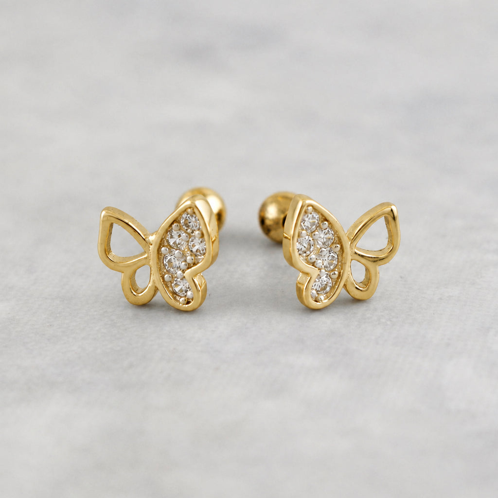 Boucles d'oreilles papillon scintillantes en argent sterling
