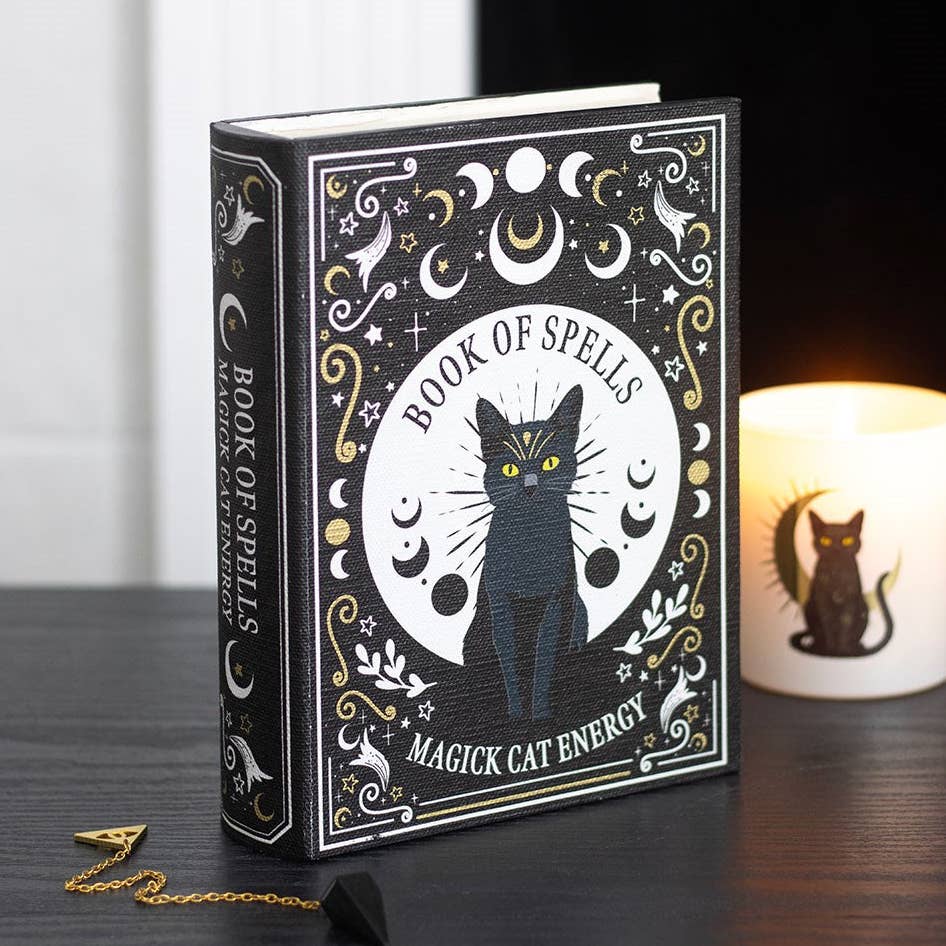 Black Cat Magick Book of Spells Shaped Storage Box