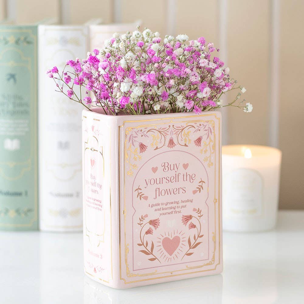 Ceramic Pink Book Shaped Vase