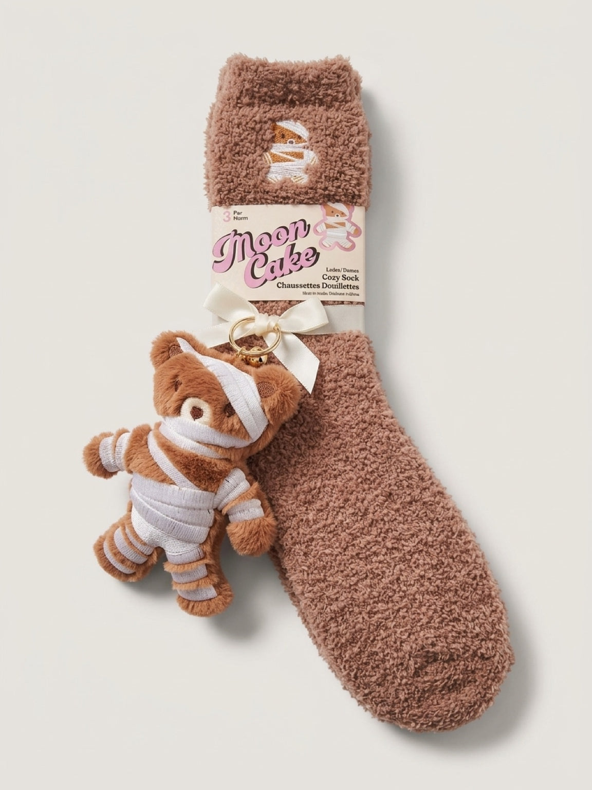 Cozy Socks + Mummy Bear Keychain
