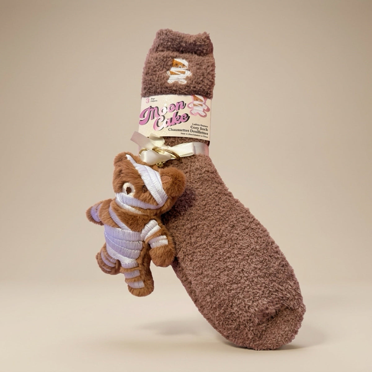 Cozy Socks + Mummy Bear Keychain