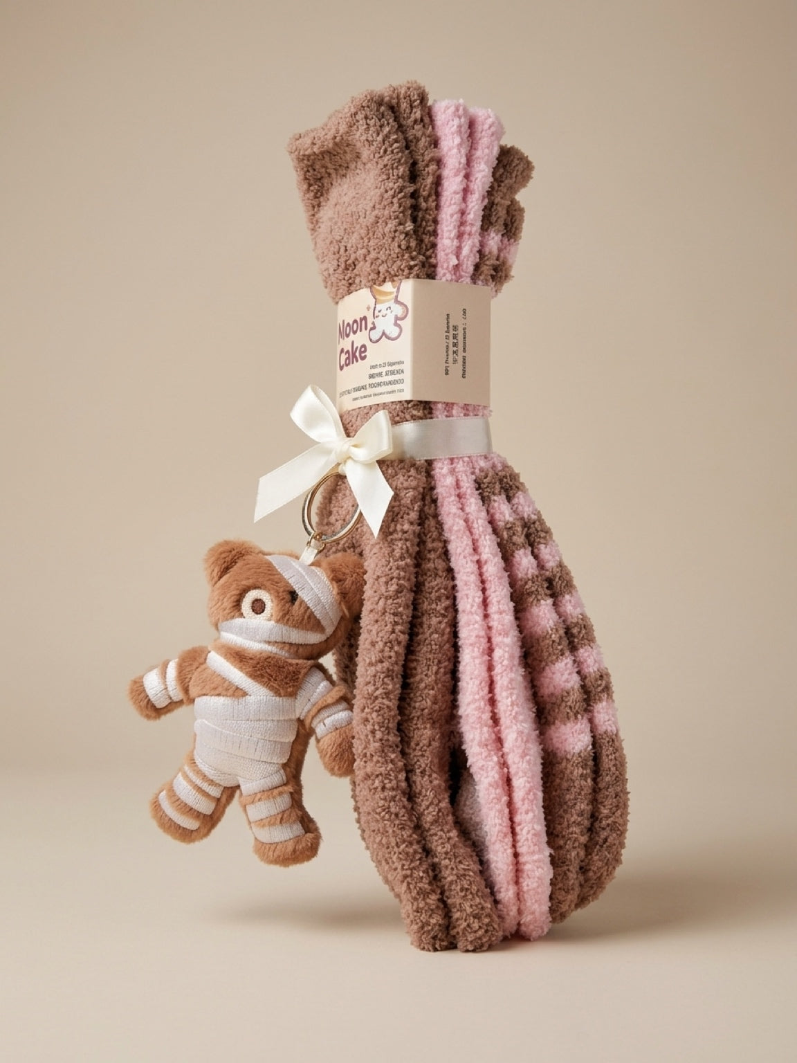 Cozy Socks + Mummy Bear Keychain