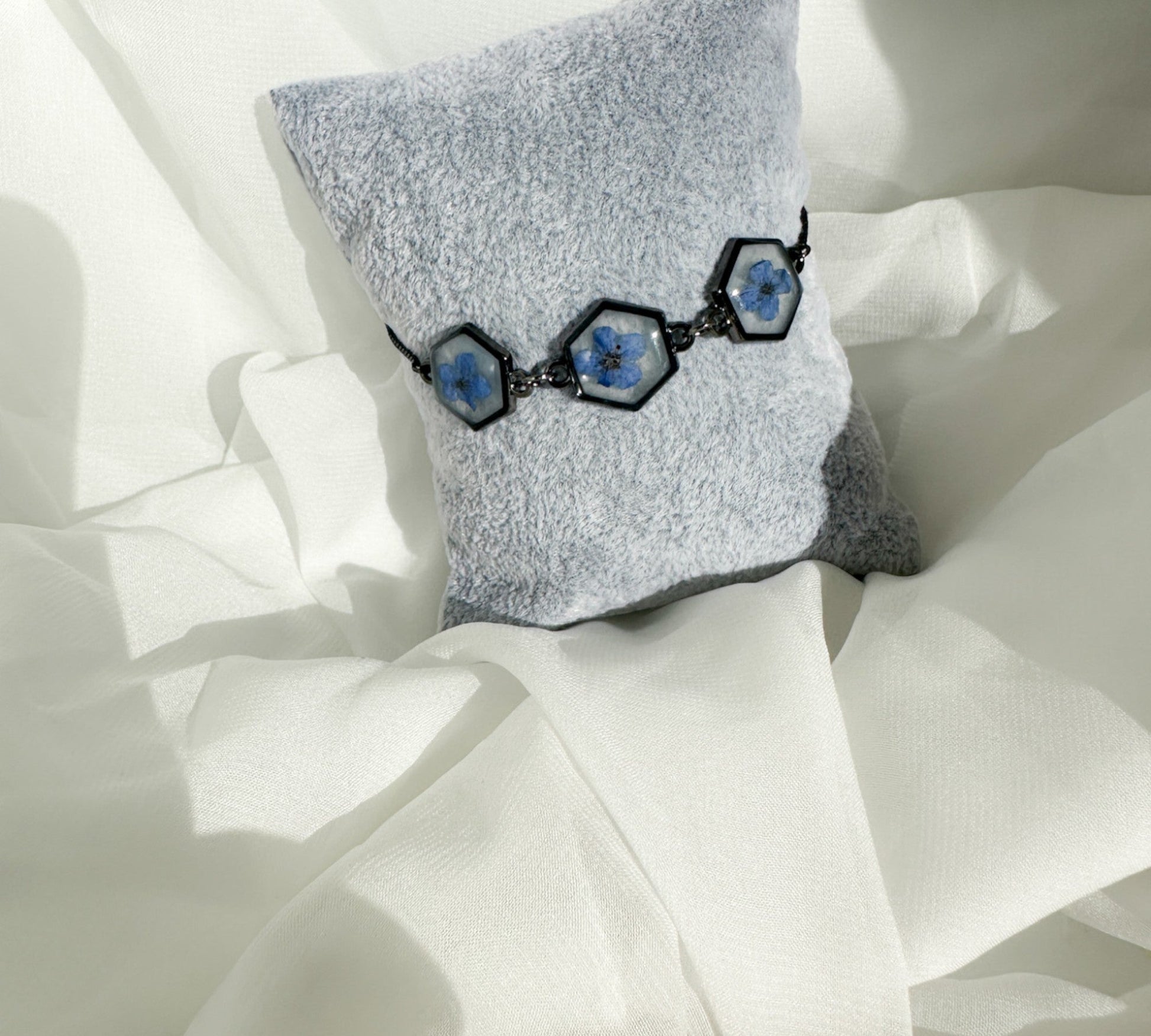 Forget-Me-Not Blossom Bracelet - Real Flower Handmade Resin Jewelry