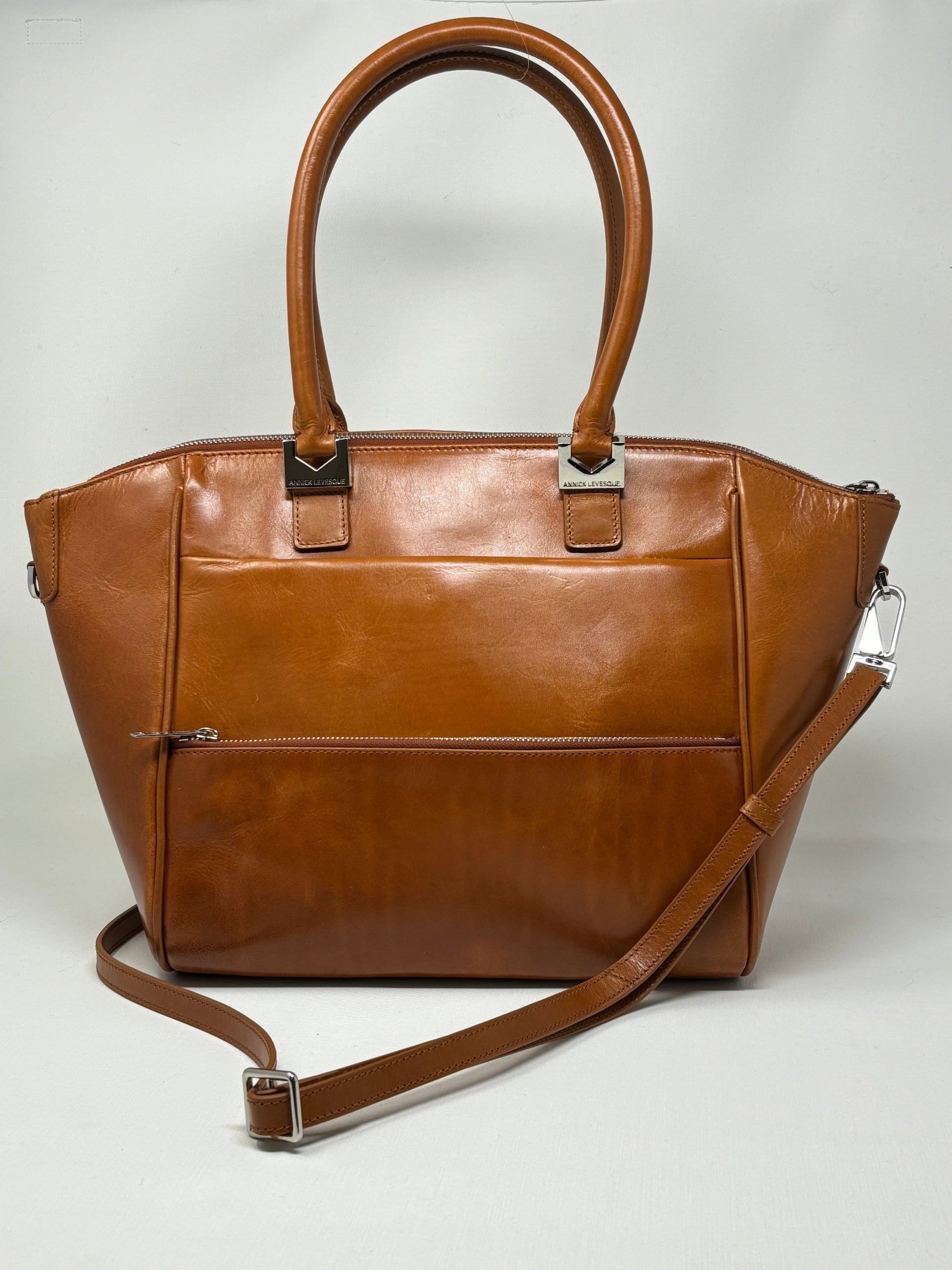 Sac à Main en Cuir véritable Mona moyen, Cognac