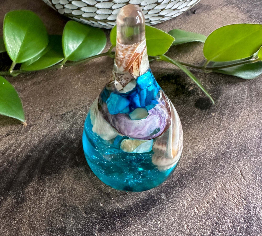 Seashell Serenade Ring Holder with Real Seashells and Sand