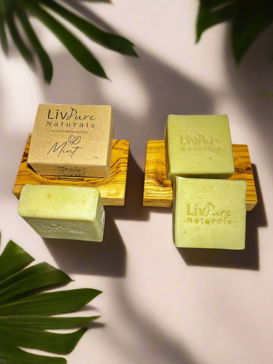 Mint-Olive Oil Bar Soap | Cooling Spearmint & Herbal Organic Bar | Natural Detox, Oily Skin Refresh