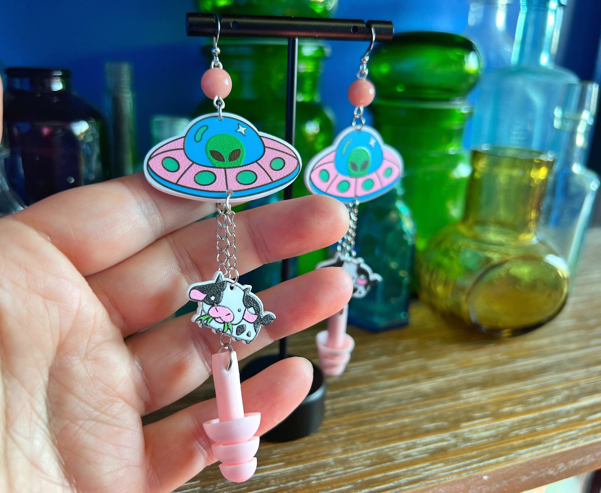 Boucles d'oreilles bouchons d'oreille Alien Abduction – Mignonnes, originales et prêtes à décoller 