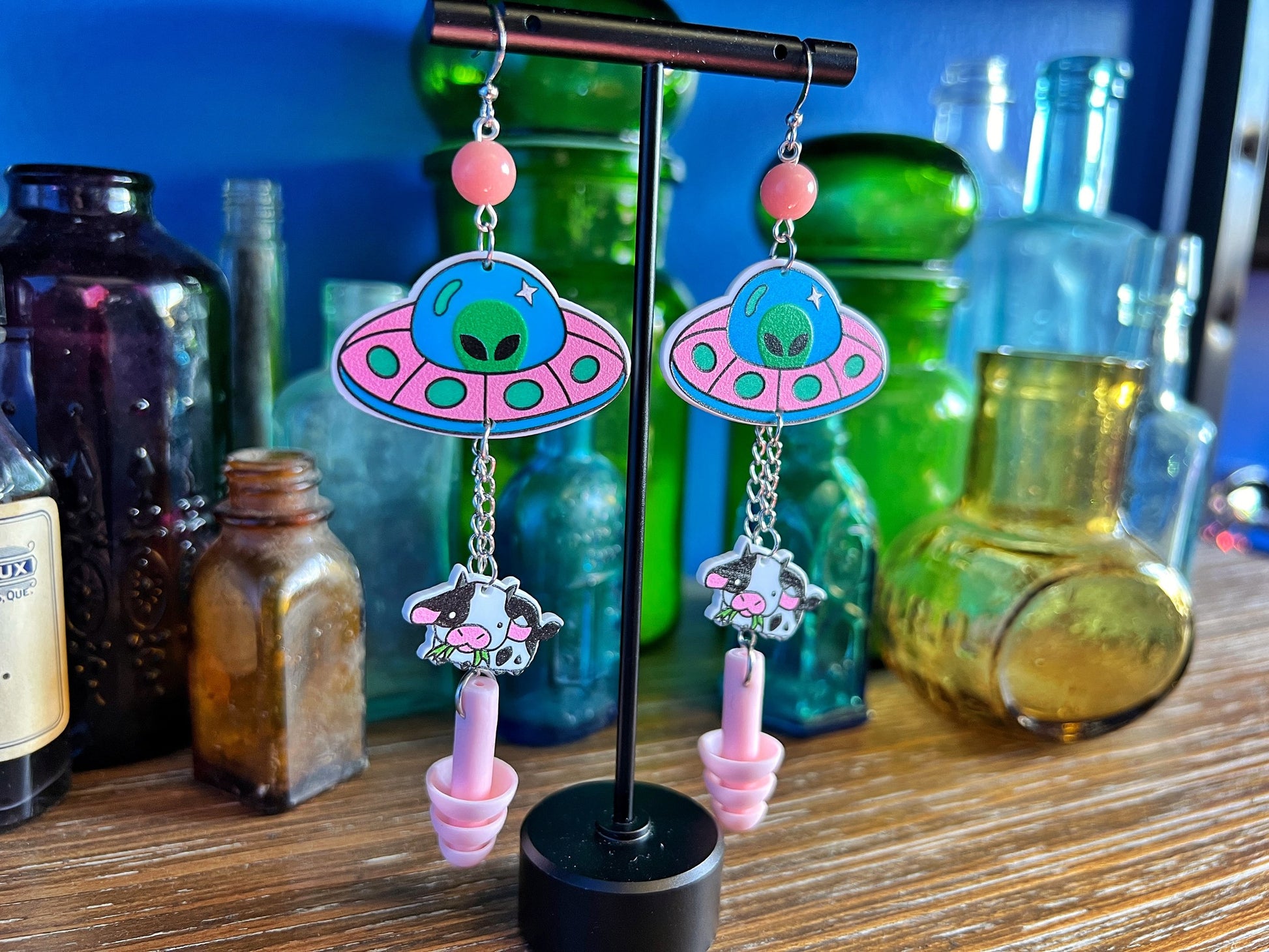 Boucles d'oreilles bouchons d'oreille Alien Abduction – Mignonnes, originales et prêtes à décoller 