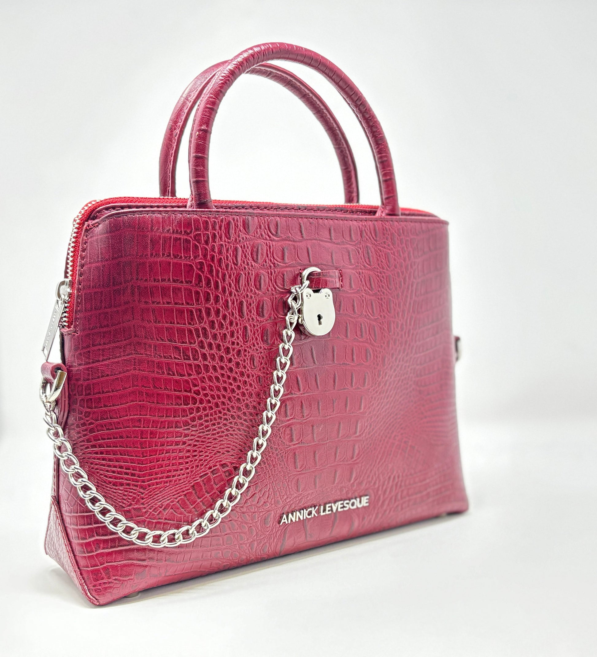 Red Crocodile Leather Handbag, Miranda