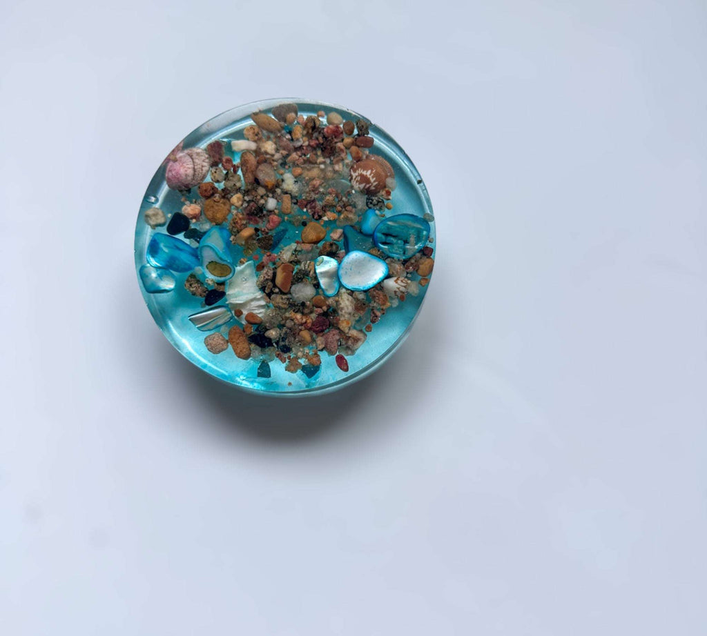 Dessous de verre en résine Ocean Breeze - Fabriqués à la main avec du vrai sable et des coquillages
