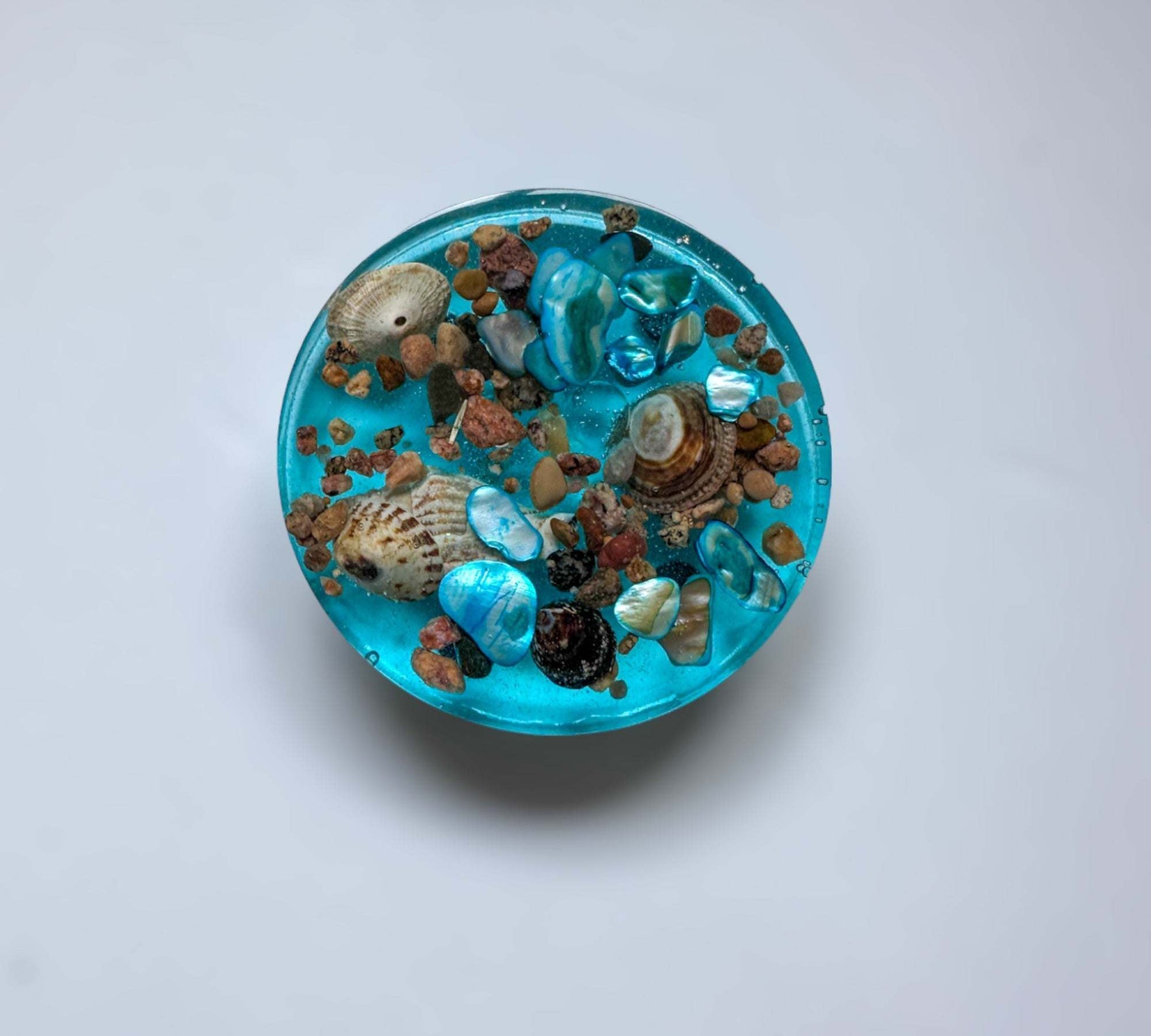 Dessous de verre en résine Ocean Breeze - Fabriqués à la main avec du vrai sable et des coquillages