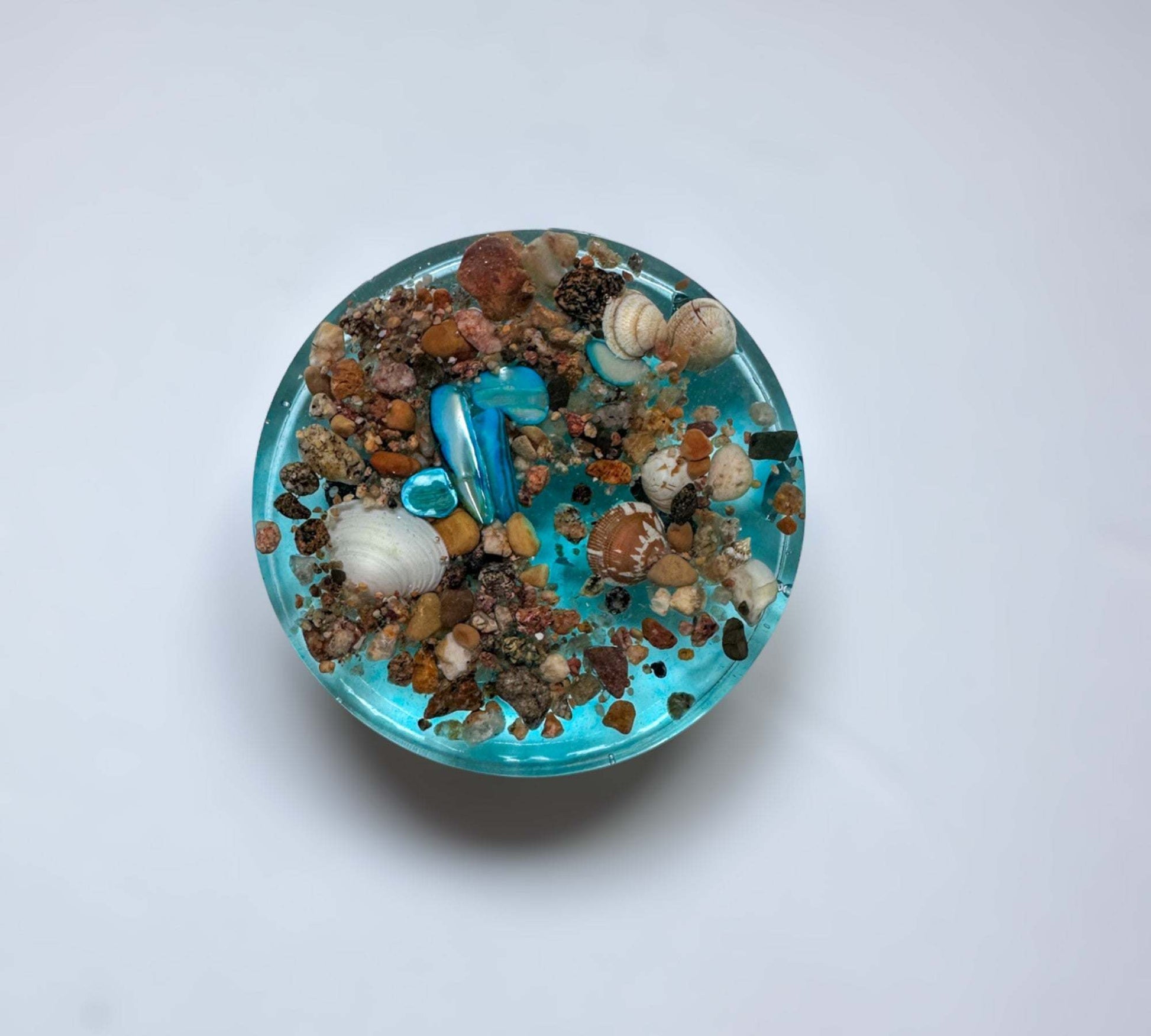 Dessous de verre en résine Ocean Breeze - Fabriqués à la main avec du vrai sable et des coquillages