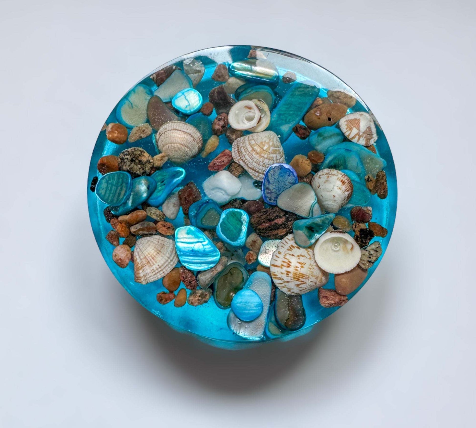 Dessous de verre en résine Ocean Breeze - Fabriqués à la main avec du vrai sable et des coquillages