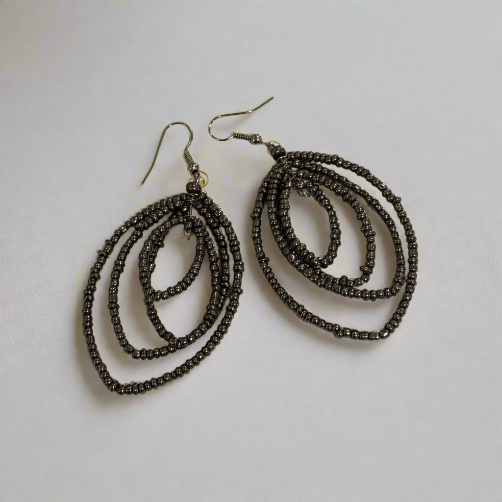 Multi Oval Beaded Hoop Earring