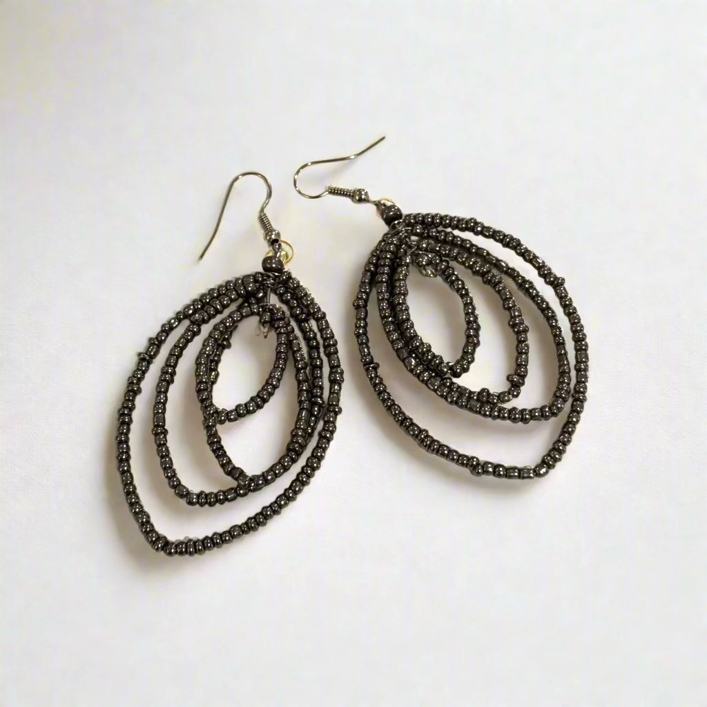 Multi Oval Beaded Hoop Earring