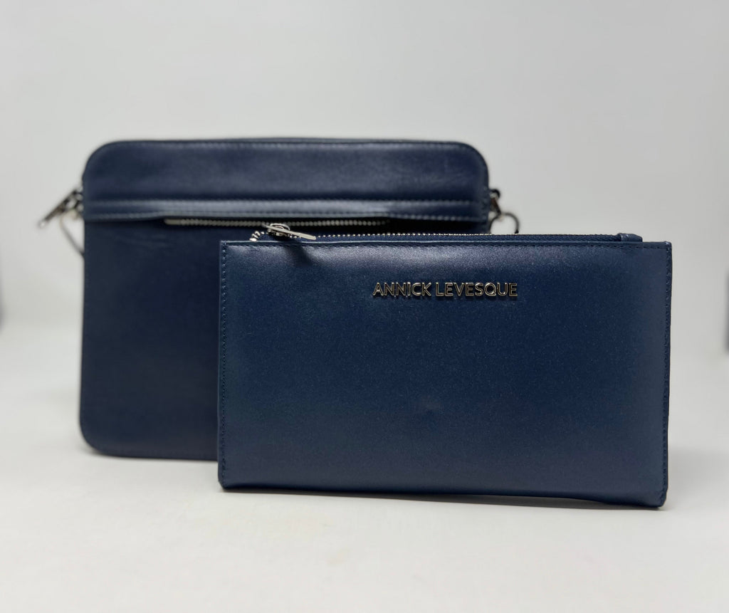 Small Crossbody Bag with Detachable Card Holder in Navy Blue | Kennedi