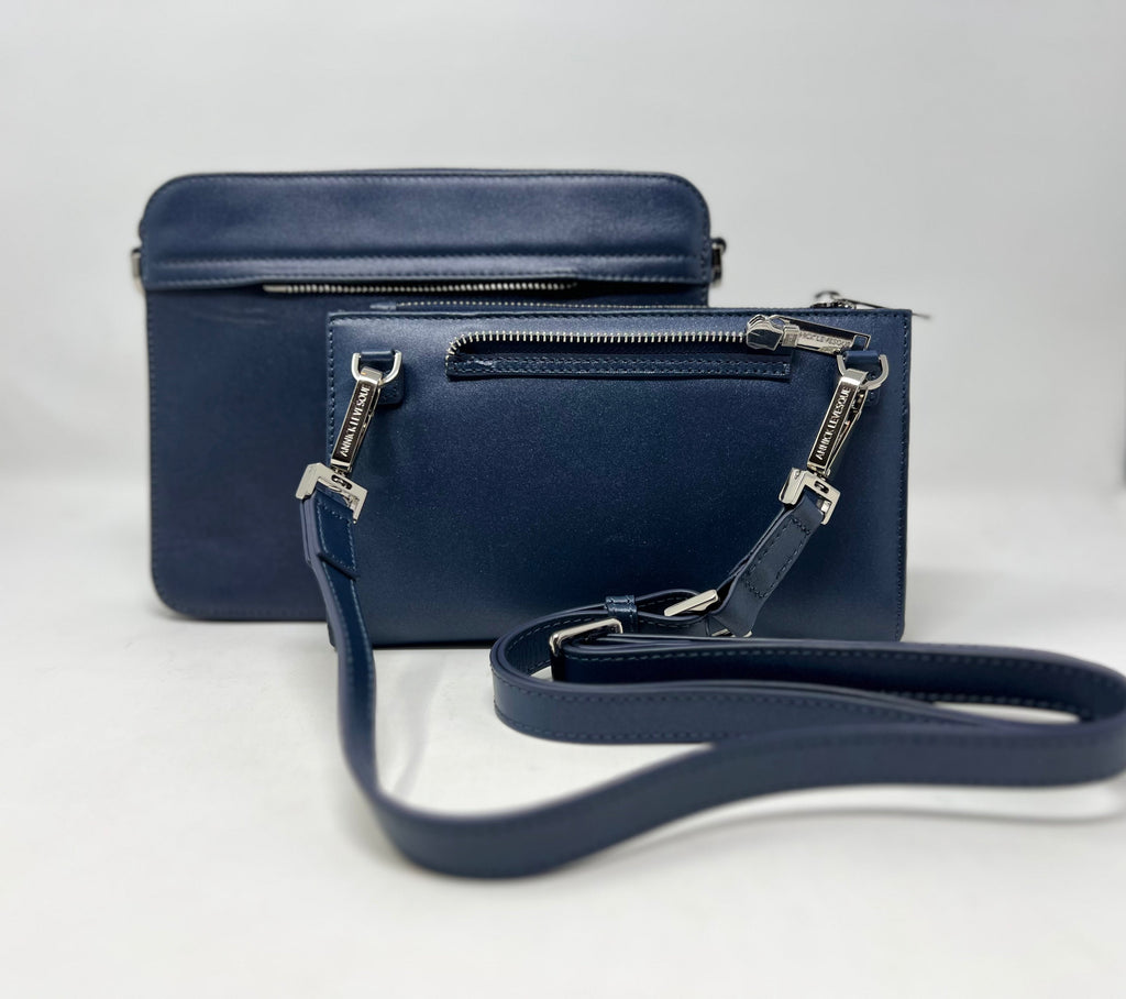 Small Crossbody Bag with Detachable Card Holder in Navy Blue | Kennedi