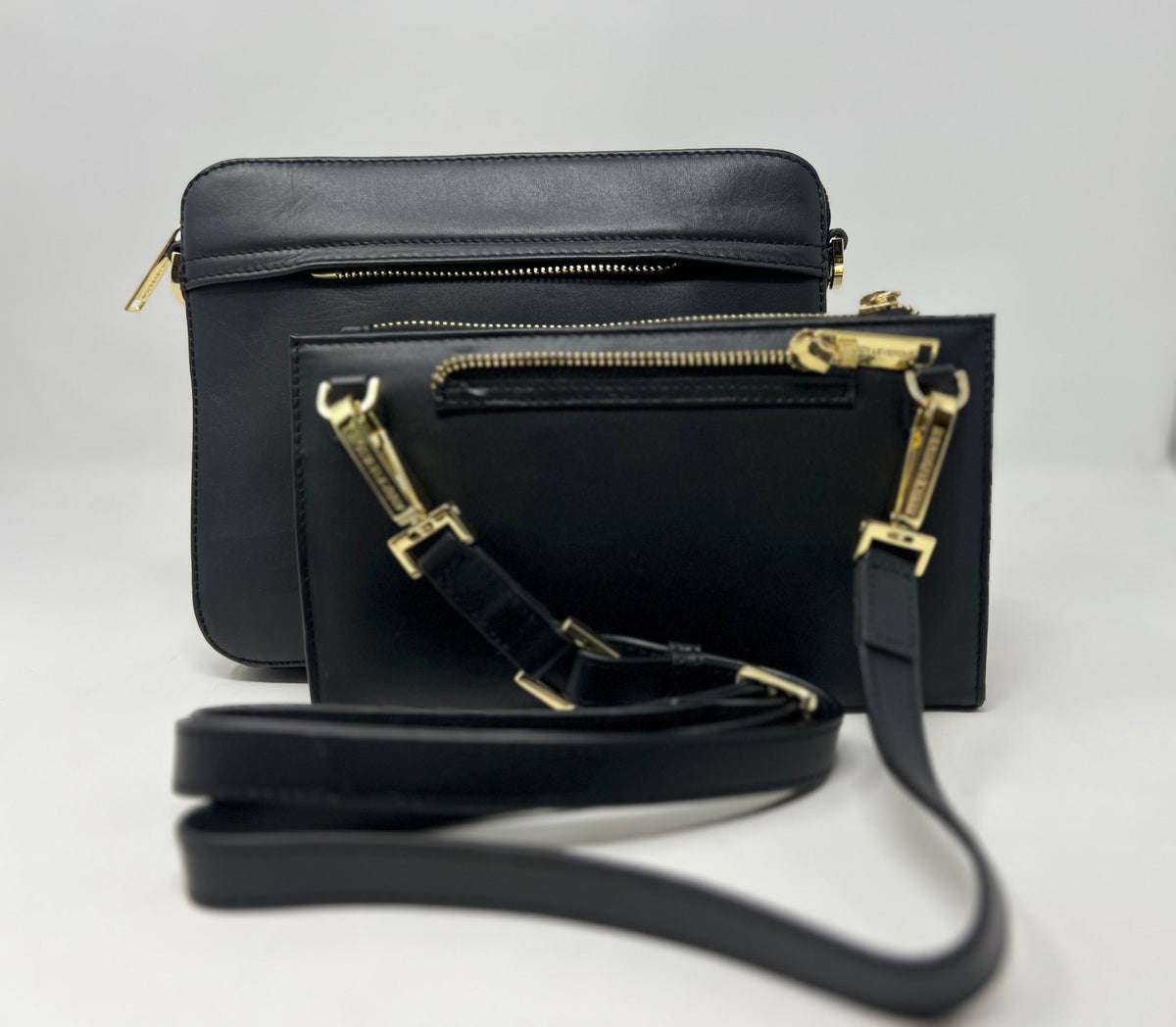 Small Shoulder Bag with Detachable Card Holder, Black | Kennedi