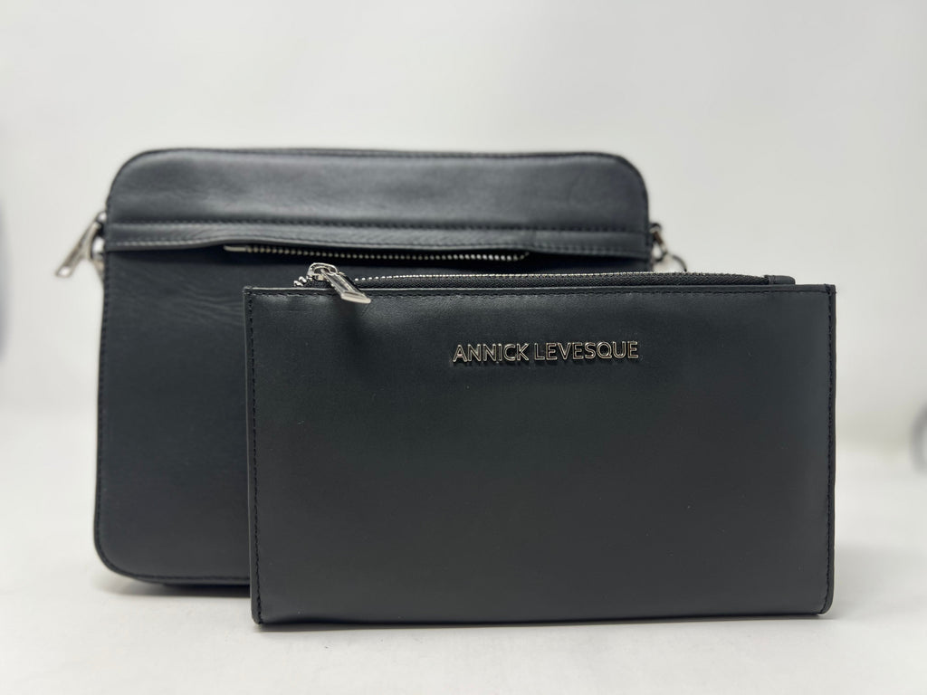 Small Shoulder Bag with Detachable Card Holder, Black | Kennedi