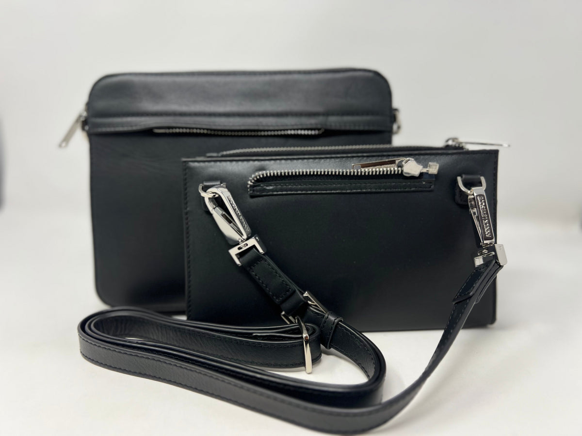 Small Shoulder Bag with Detachable Card Holder, Black | Kennedi