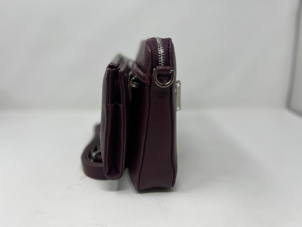 Small Crossbody Bag with Detachable Card Holder, Eggplant | Kennedi