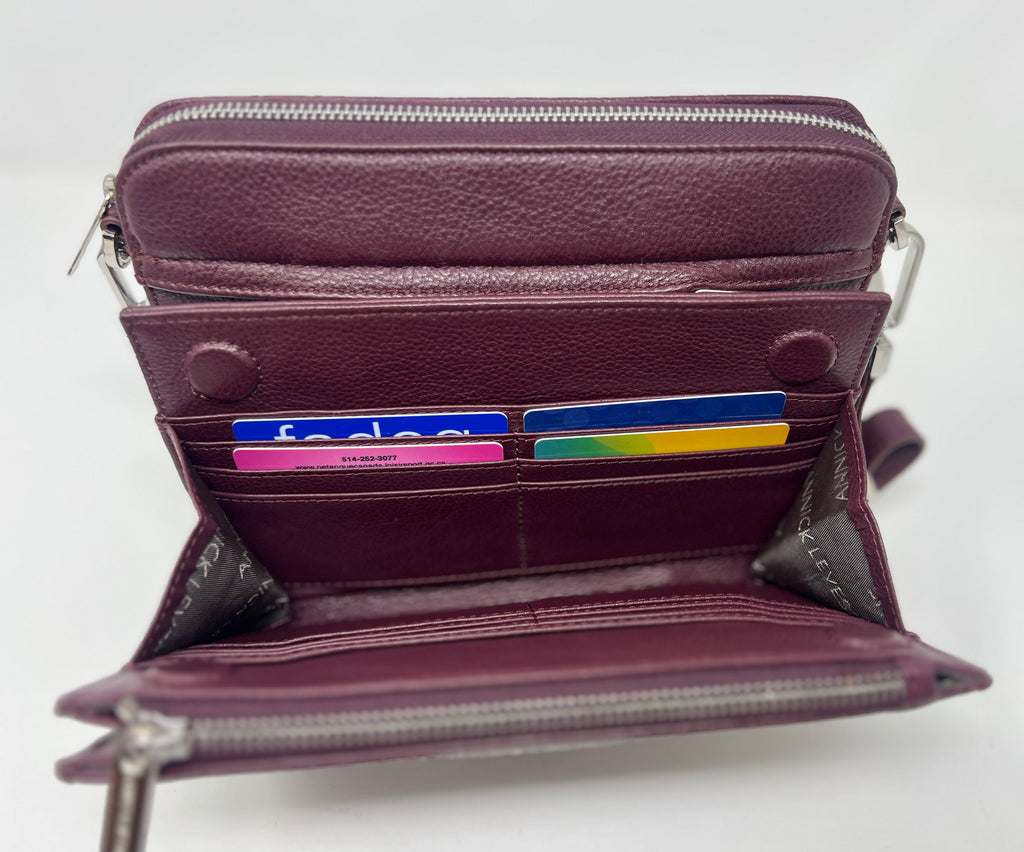 Small Crossbody Bag with Detachable Card Holder, Eggplant | Kennedi