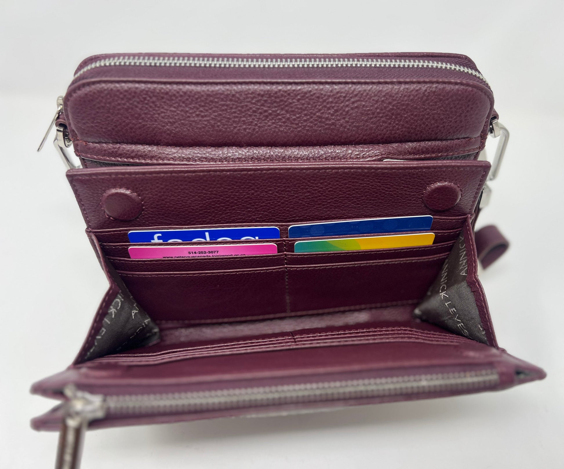 Small Crossbody Bag with Detachable Card Holder, Eggplant | Kennedi