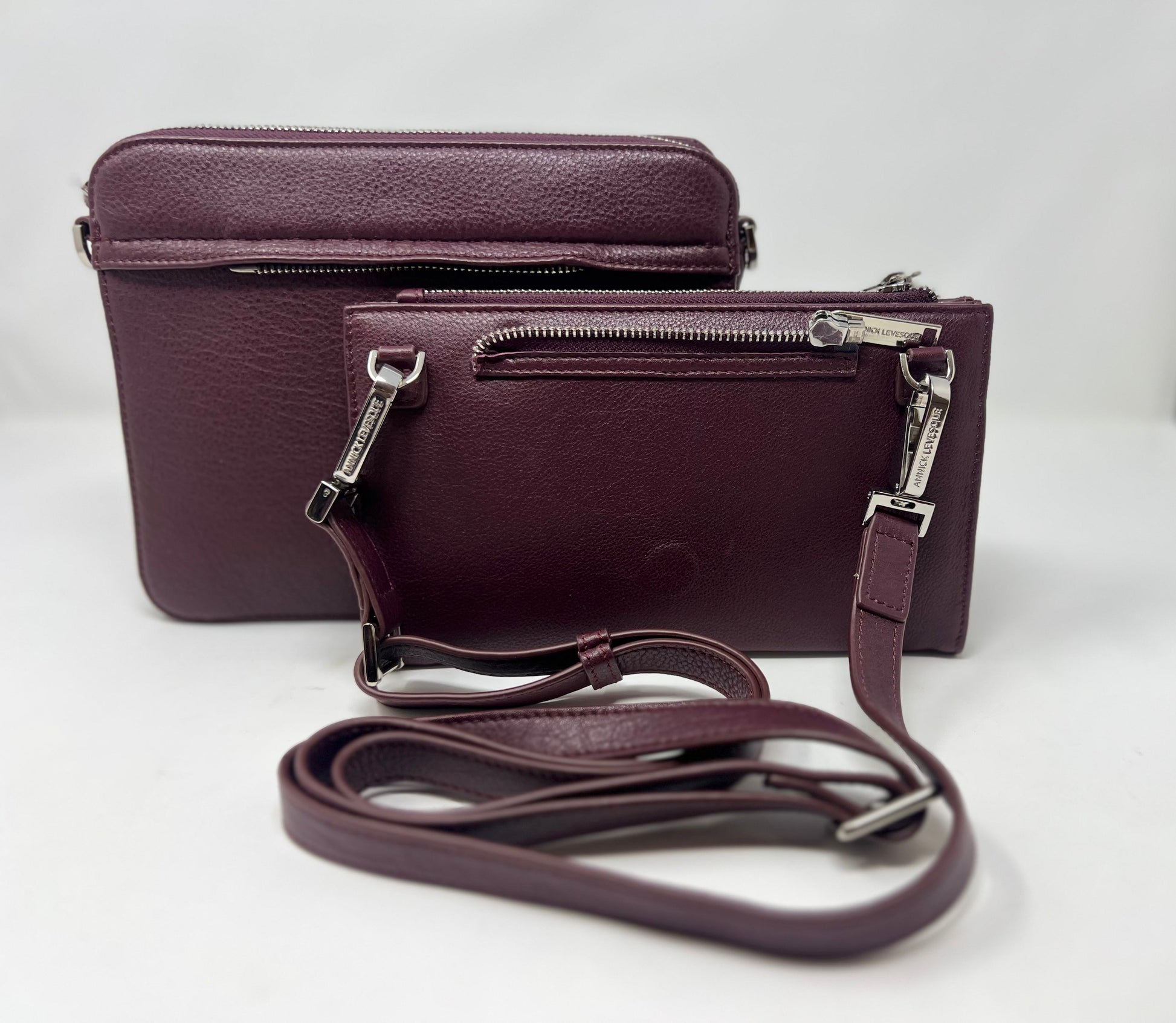 Small Crossbody Bag with Detachable Card Holder, Eggplant | Kennedi