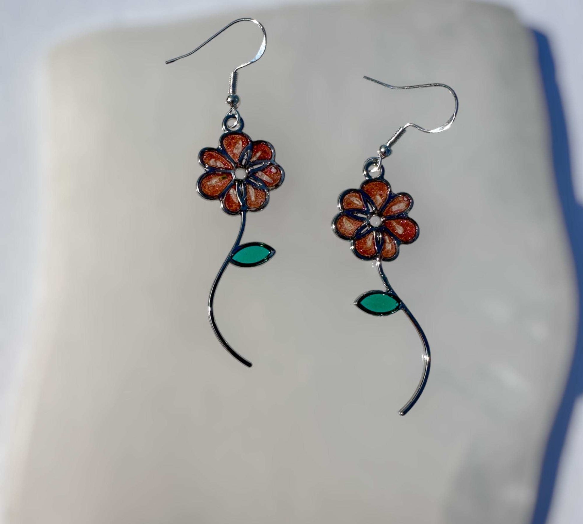 Pink Blossoms - Handmade Resin Flower Earrings with Petal Accents