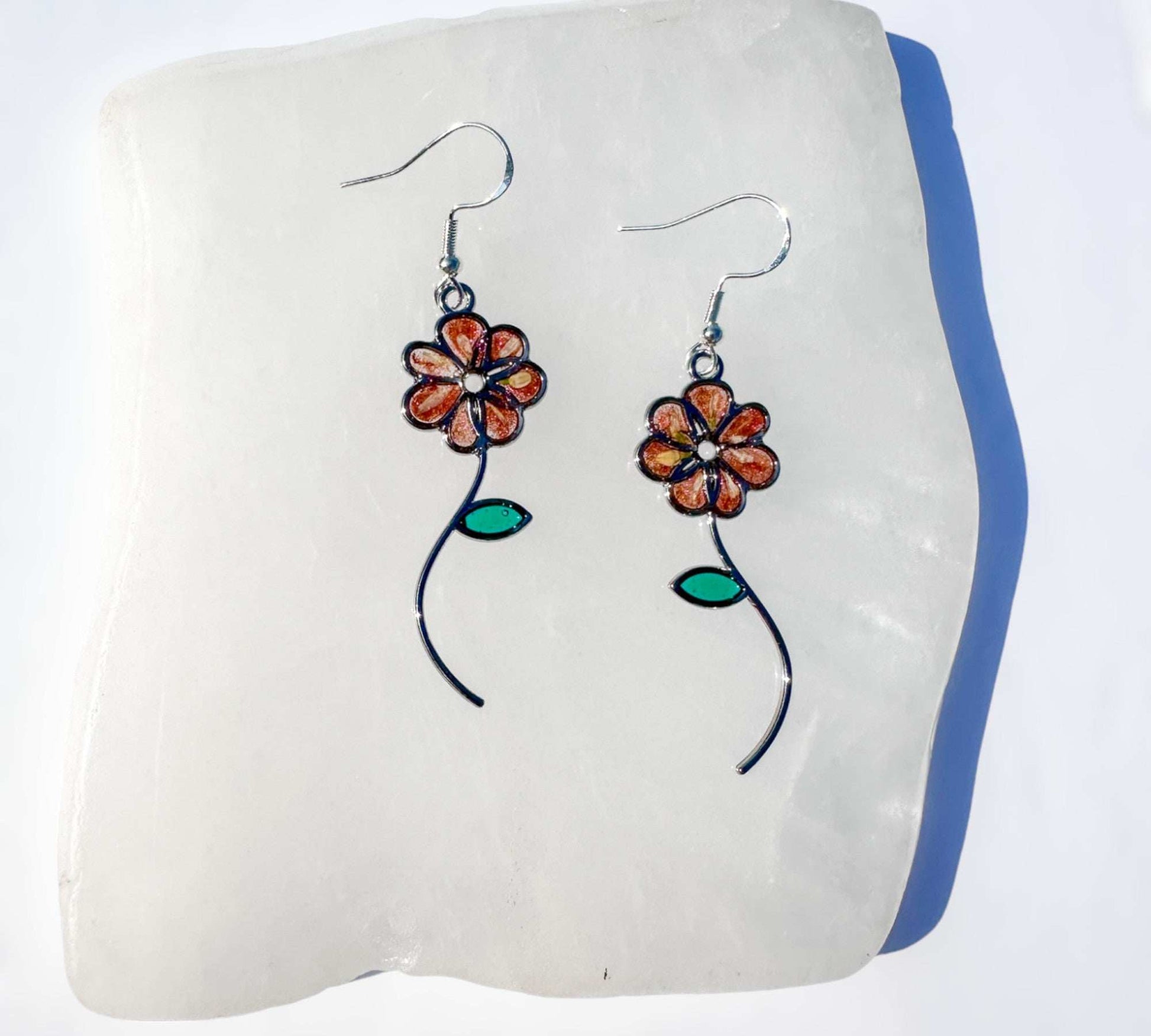 Pink Blossoms - Handmade Resin Flower Earrings with Petal Accents