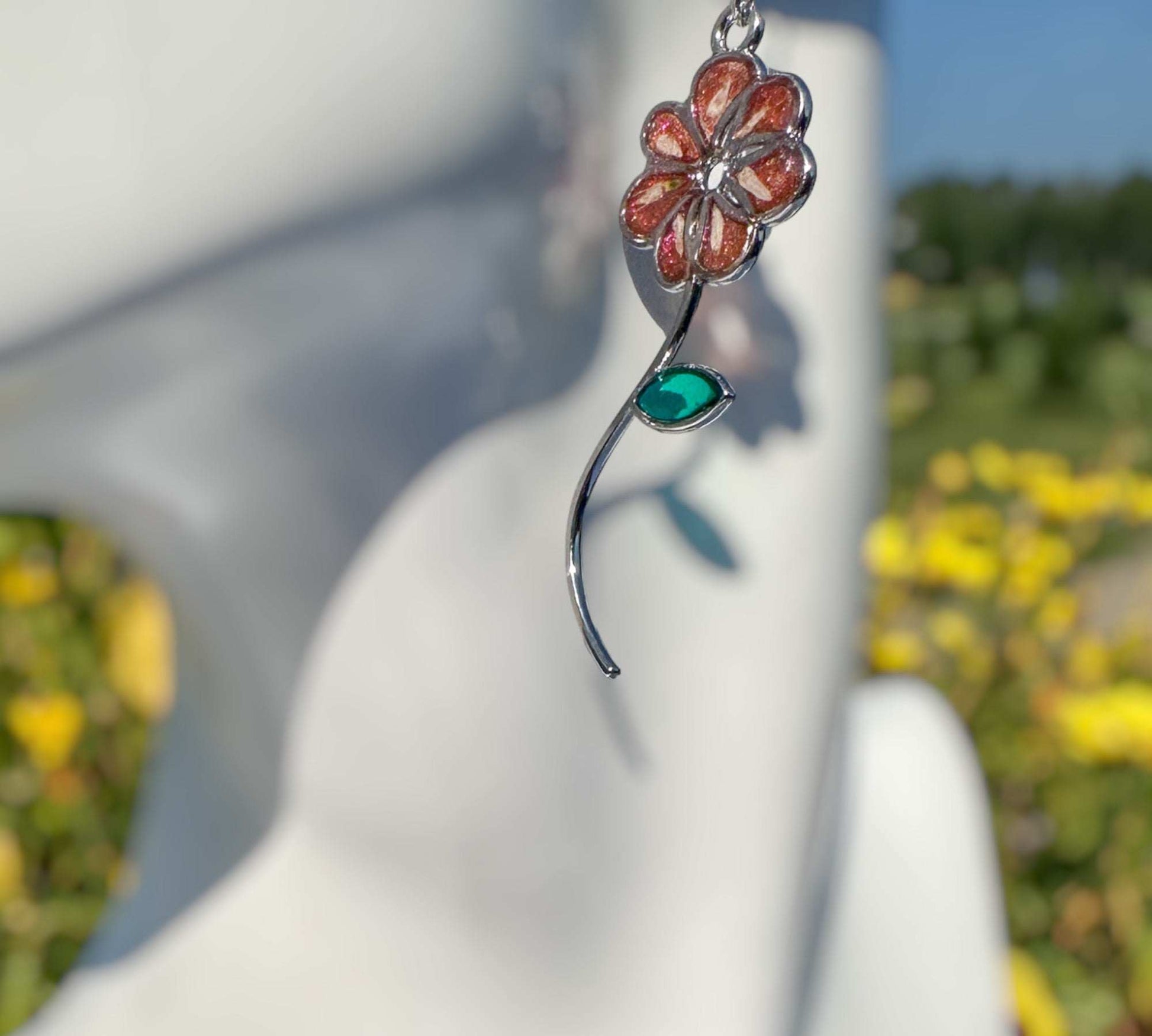 Pink Blossoms - Handmade Resin Flower Earrings with Petal Accents