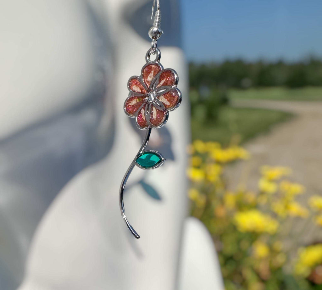 Pink Blossoms - Handmade Resin Flower Earrings with Petal Accents