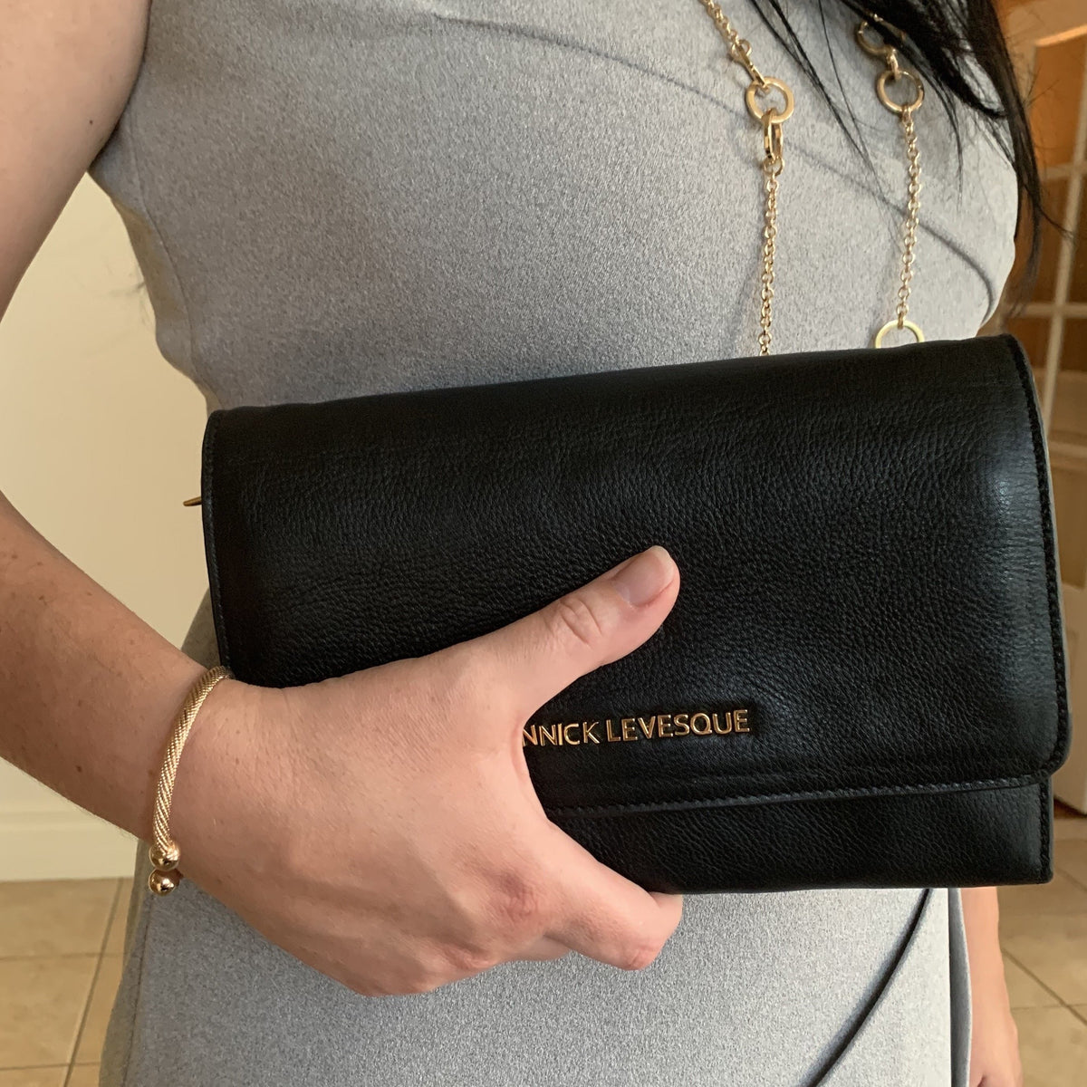 Black Genuine Leather Handbag with Bow | Scarlett - PREORDER