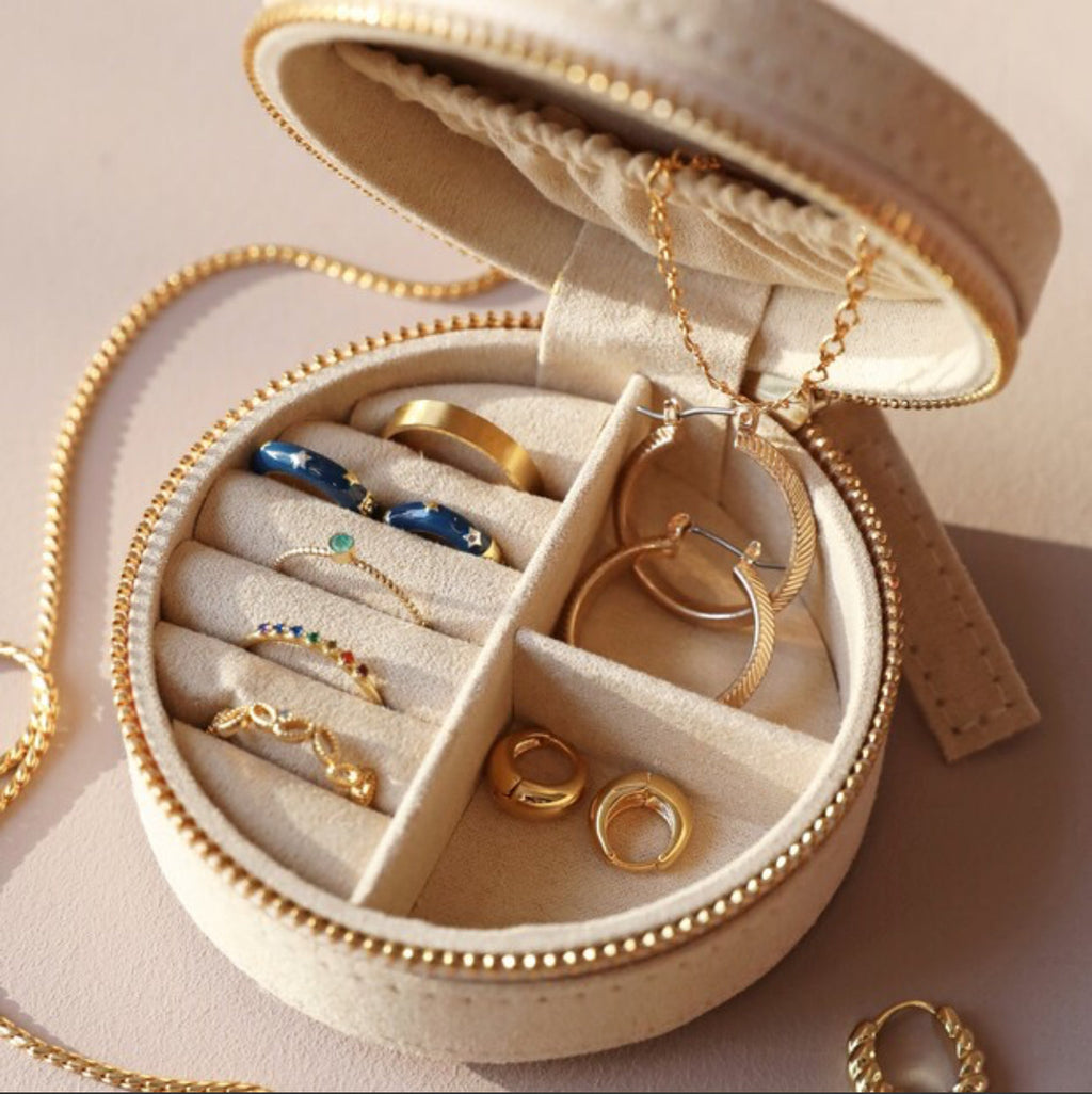 Celestial Sun and Moon Round Jewelry Case