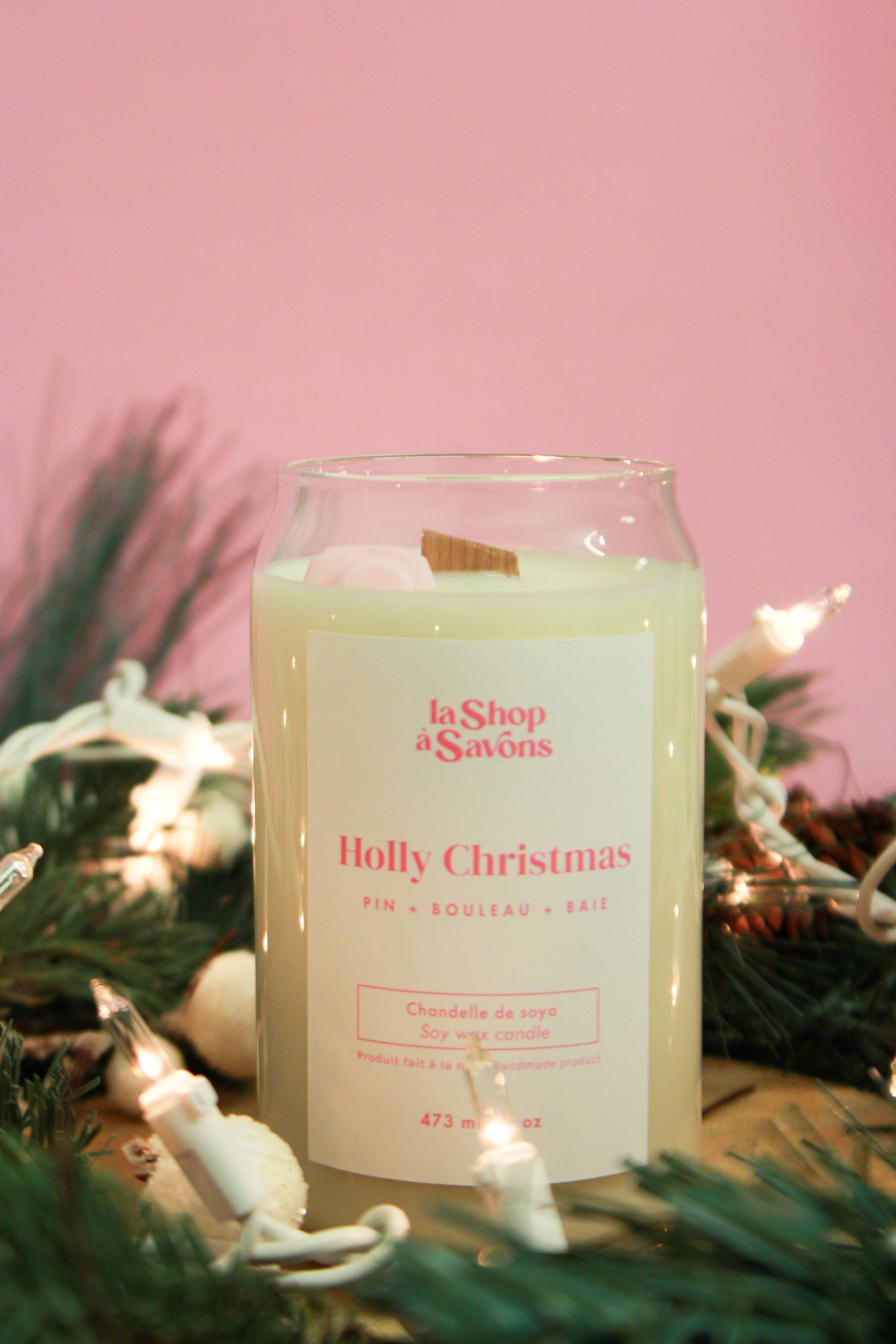 16 oz Soy Candle - Holly Christmas