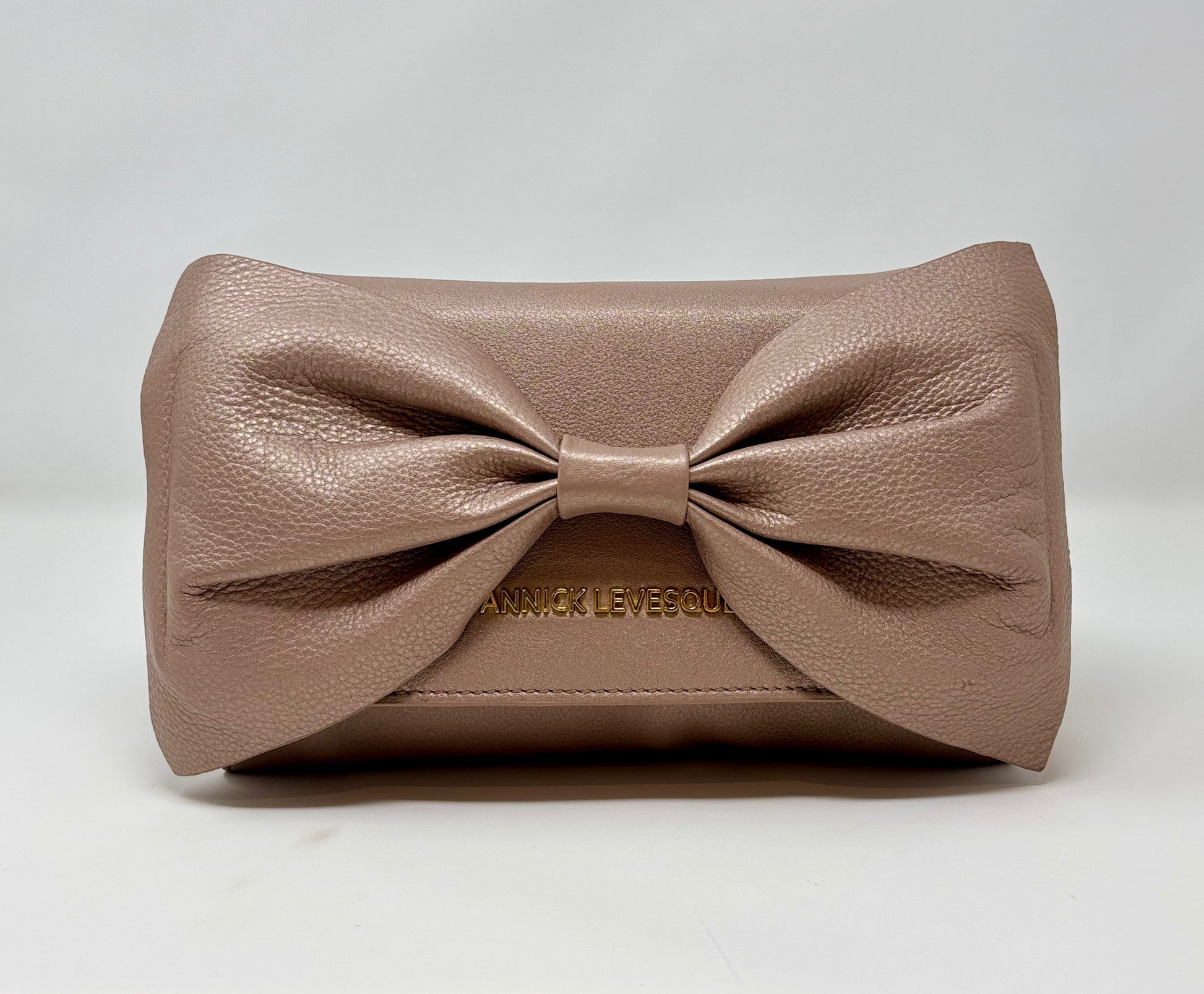 Sac à main en cuir véritable avec noeud papillon Scarlett, Platine